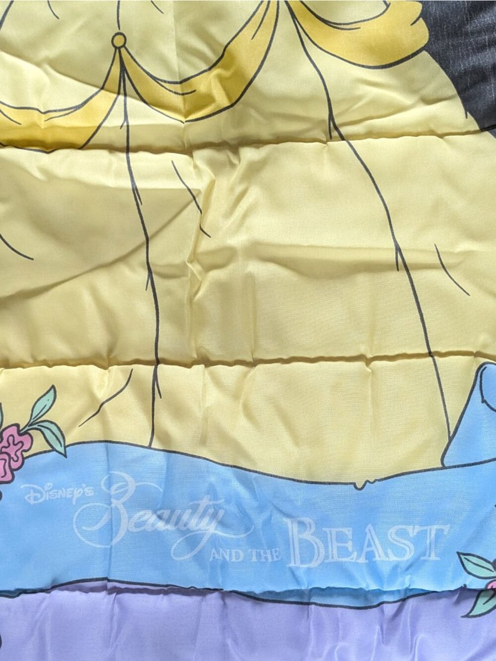 Vintage 90s Disney Beauty and the Beast Kids Sleeping Bag Retro Belle Princess - Picture 8 of 13